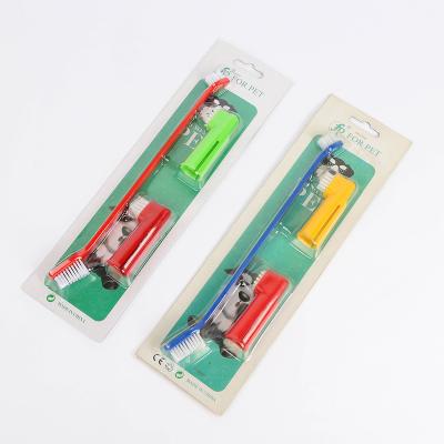 China Manufacturer Wholesale Health Dual End Pet Toothbrush Stocked Plastic Finger Toothbrush Double Set For Dogs Cats for sale