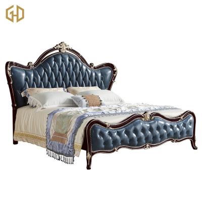 China Latest European Style Storage Leather Cover Solid Wood Beds For Bedroom for sale