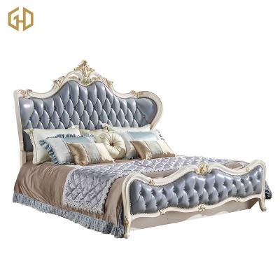 China Storage Furniture High Quality Luxury Leather Covers Solid Wood Beds for sale