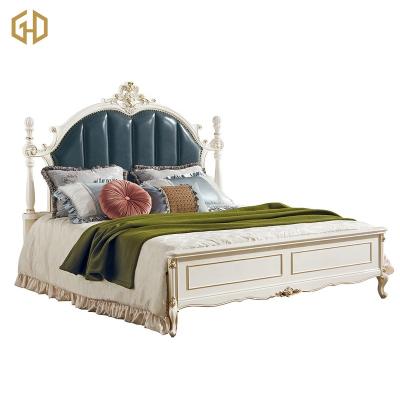 China French Style Leather Bed Storage Upholstered Rococo King Size Wood Beds for sale