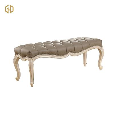 China Best Price Vintage Bedroom Genuine Leather Genuine Leather Bed Stool for sale