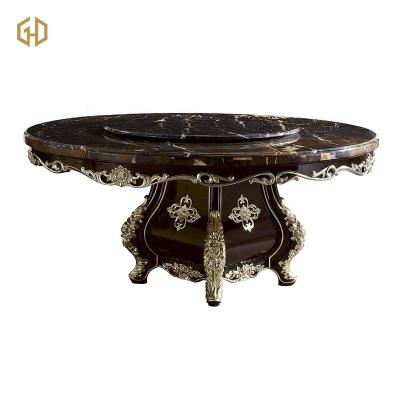 China Quartz Stone Top Rotary Antique Stone Double Layer Top Dining Table for sale