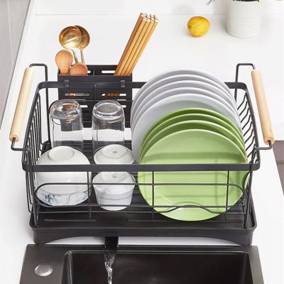 China Stocked Snap-on Design 2 Tier Over The Sink Dish Drying Rack Kitchen Organization Storage Holders & Rack Dish Drainer Racks For Counter for sale