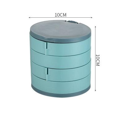 China Tropical Jewelry Earrings Storage Box Necklace Accessories Desk Container Cover Dustproof Storage Box Rotating Multi-layer for sale