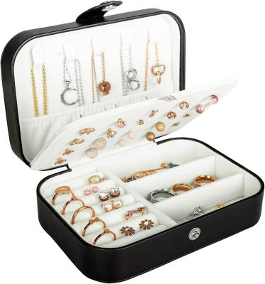 China Bathroom 2022 Travel Jewelry Organizer Case Boxes Portable Jewellery Box Button Leather Storage Jewelers Box For Girls for sale