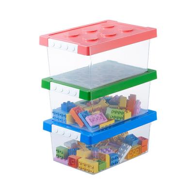 China Sustainable Plastic Bricks Storage Box Children Toy Bricks Building Block Clear Storage Box for sale