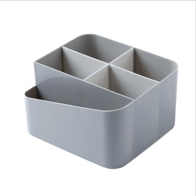 China Stocked 2022 Hot New Design Plastic Multi-purpose Grid Design Desktop Organization Make Up Tissue Box Household Office Cosmetic Storage for sale