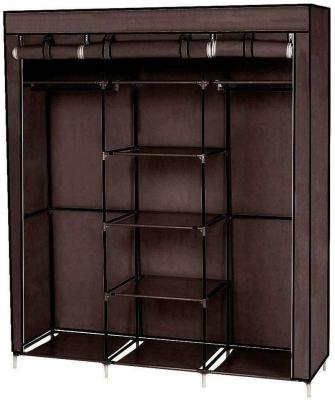 China Living Room Portable Wardrobe Closet Clothes Organizer Non-Woven Fabric Cover with 6 Storage Shelves, 2 Hanging Sections and 4 Side Pockets for sale