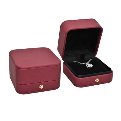 China Wholesale Custom High End Plastic Leather Luxury Jewelry Pendant Necklace Box Velvet Jewelery Packaging Factory for sale