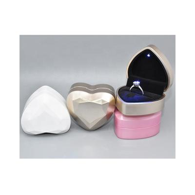 China Wholesale Custom Painted Modern Luxury Heart Led Engagement Ring Box Jewelry Plastic Velvet Boxes for sale