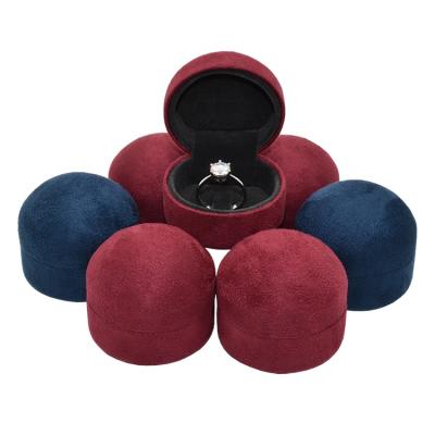 China Wholesale Custom Lovely Small Cute Suede Ring Boxes Engagement Jewelry Packaging Box Velvet for sale