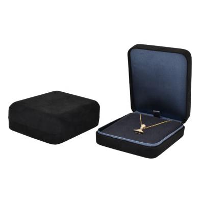 China Large Modern Luxury Custom Made Velvet Pendant Gift Wholesale Jewelry Boxes Suede Necklace Packaging Box for sale