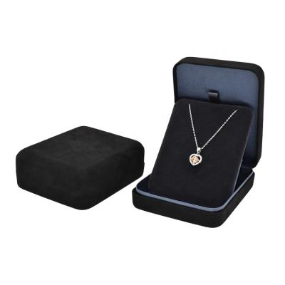 China Wholesale Modern Luxury Customization Black Suede Velvet Necklace Jewelry Packaging Pendant Jewelry Box for sale