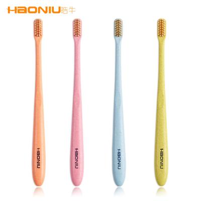 China 2020 HAONIU Organic Home Toothbrush Wheat Straw Toothbrush 4 Pcs OEM for sale