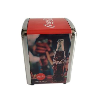 China CLASSIC Custom Printed Promotion Tin Napkin Holder Metal Tissue Box Holder for sale