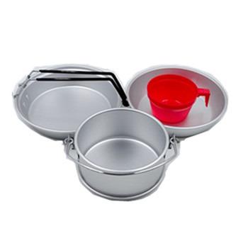 China Lightweight Outdoor Products Camping 1-2 Person Cookware Picnic Pan Barbecue Camping Cooking Aluminum Cookware Set for sale