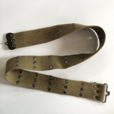 China Military high quality light green woven military belt of metal buckle and cotton band of military accessories for sale