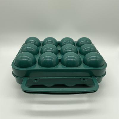 China Camping Picnic Stored Easy-carried Plastic Egg Tray Holder Plastic Egg Box for 12pcs with a Portable Handle for Outdoor for sale