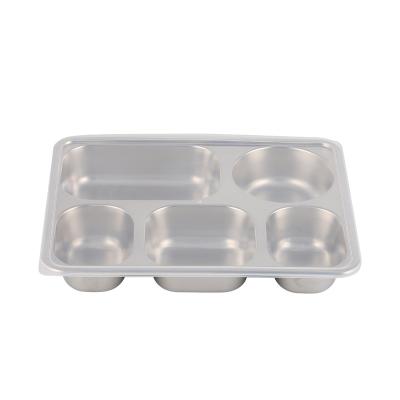 China Mess Restaurant Stainless Steel School Lunch Compartment Disposable Divided Serving Tray for sale