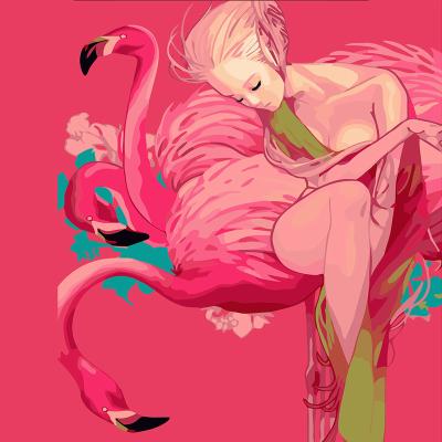 China Manual Artwork Flamingo DIY Canvas Painting Set Decoration Adult Wall Art Custom Painting By Number Home Decor Painting for sale