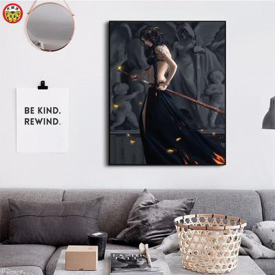 China Traditional Painting By Numbers Anime Ghost Knife Ghost Knife Ice Princess Art Poster Home Decor Wall Bedroom Two-Dimensional Painting for sale