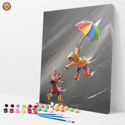 China Traditional Paint By Numbers 24 Color Cartoon Happy Kids Survive Style Gift Home Hallway Bedroom Wall Decoration Warm Painting for sale