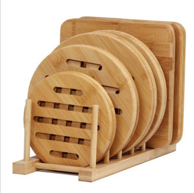 China Stocked Natural Bamboo Dish Coaster and Trough Holder 	Bamboo Utensil Holder for sale