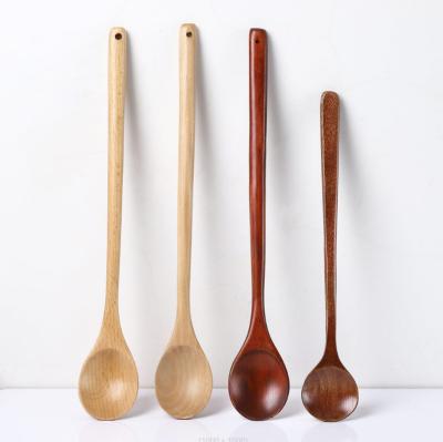 China 33 Cm Long Japanese Styles Handle Serving Beech Wood Sustainable Wooden Soup Spoons for sale