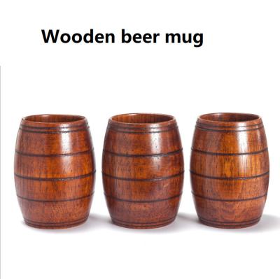 China Sustainable Wooden Beer Mug Beer Round Wooden Mug Wooden Cup Set for sale