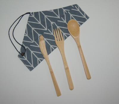 China Sustainable Natural Bamboo Knife Fork And Spoon Utensils Set for sale