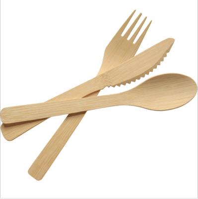 China Viable Disposable Bamboo Knife Fork Spoon Utensils 16.5-17cm for sale