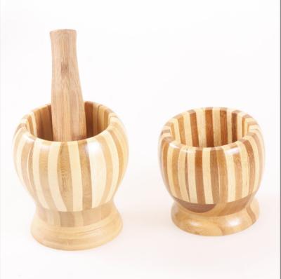 China Sustainable Natural Bamboo Mortar And Pestle Medium Size for sale