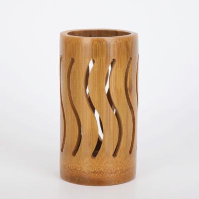 China Viable Natural Bamboo Pierced Container Hollowed- Tube Pen Bamboo Pot Holder for sale