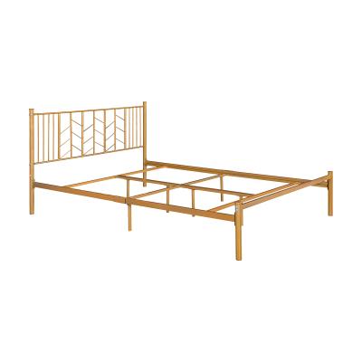 China Modern CURRENT Modern US Queen Size Metal Platform Bed Frame Bedstead Gold With Headboard for sale