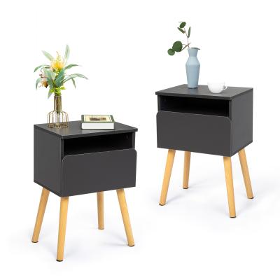 China Modern USA STOCK Set Of 2 Nightstand Modern Bedroom Endtable Bedside Table With Drawer Shelf for sale