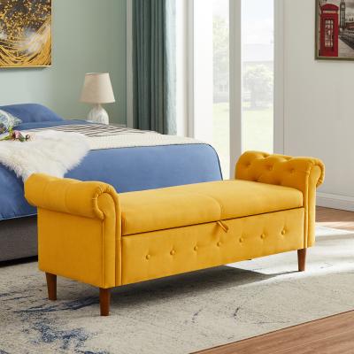 China Modern CURRENT US Storage Living Room Stool Stool Multifunctional Bedroom Sofa Bed Stool Yellow for sale