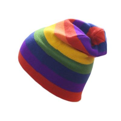 China JOINT Rainbow Stock Beanie Knitted Lazy Hat for sale