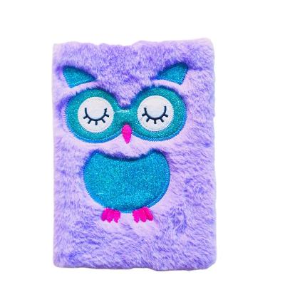 China Cute Plush Printed Owl Notebook For School Student Kids Office Eco-Friendly Stationery for sale