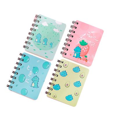 China Cute Dinosaur Mini Double Spiral Coil Notebook Stationery Rounded Corners Hardcover Book Wholesale Student for Kids for sale