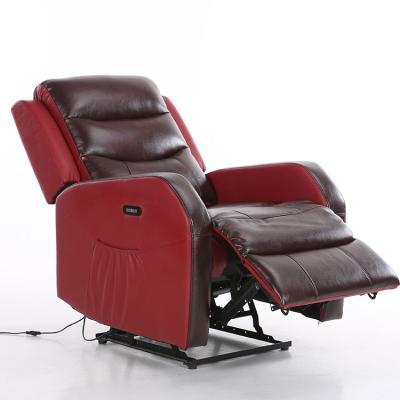 China Modern Automatic Recliner Chesterfield Full Grain Motor Sofa Remote Control SOFA Massage Electric Reclining Leather Electronic Living Room Red Set for sale