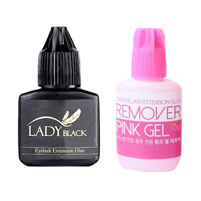 China Continue the wicks stay longer. Lady Strong Black Glue 10g and 15g Black Gel Remover For Eyelash Extension Use Only Imported From Korea for sale