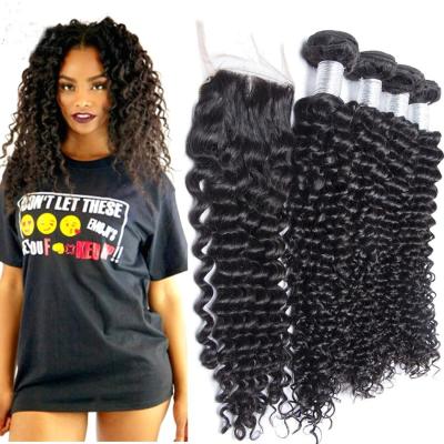 China Curly Curl No Tangle 4*4 Lace Closure Curly Hair Virgin Closure Cuticle Aligned Hair for sale