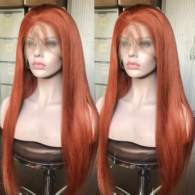 China Silky Straight Hair Full Lace Wig Orange Color Straight Hair Lace Wigs for sale