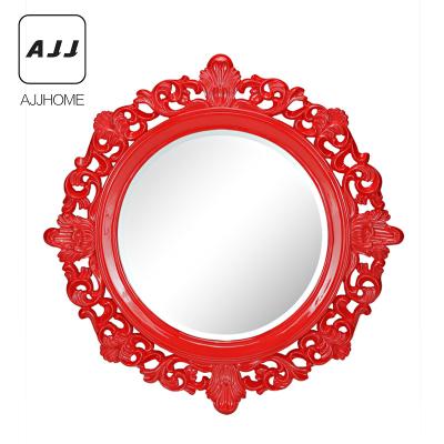 China Wall Mirror AJJ BQ19 Eco-friendly Simple Neoclassical Decorative Hand-carved Decorative Vanity Mirror Solid Wood Mirror for sale