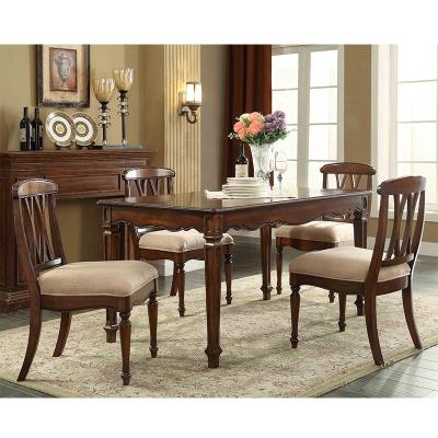 China AJJ American Popularity G602-9 Solid Wood Wooden Rectangular Dining Tables And Chairs Luxury Dining Table Chairs Set Carven for sale