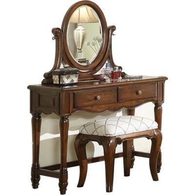 China Hot luxury solid wood antique furniture dressing table AJJ D602- 6 with mirror simple dressing table designs cutout American dressing table for sale