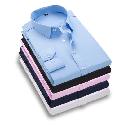 China High Quality Men's Anti-Wrinkle Shirt Fashion Korean Slim Fit Business Solid Japanese Long Sleeve Shirt for sale