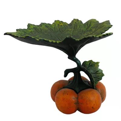 China Home Decoration Vintage Iron Pumpkin Candlestick Bird Dish Old Fruit Dish Pot Holder Ornament for sale