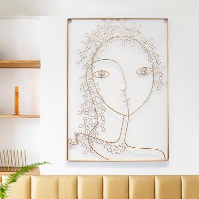 China Decorative Luxury Metal Iron Gold Sight Figure Hanging Painting Art Wall Decor for sale