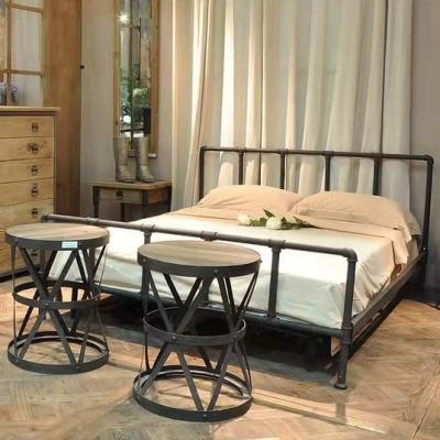 China Foldable American Vintage Style Old Loft Industrial Style Iron With Fittings Removable Iron Plumbing Bed Sturdy for sale